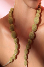 Load image into Gallery viewer, Crochet Asymmetrical Gold Pearl Necklace
