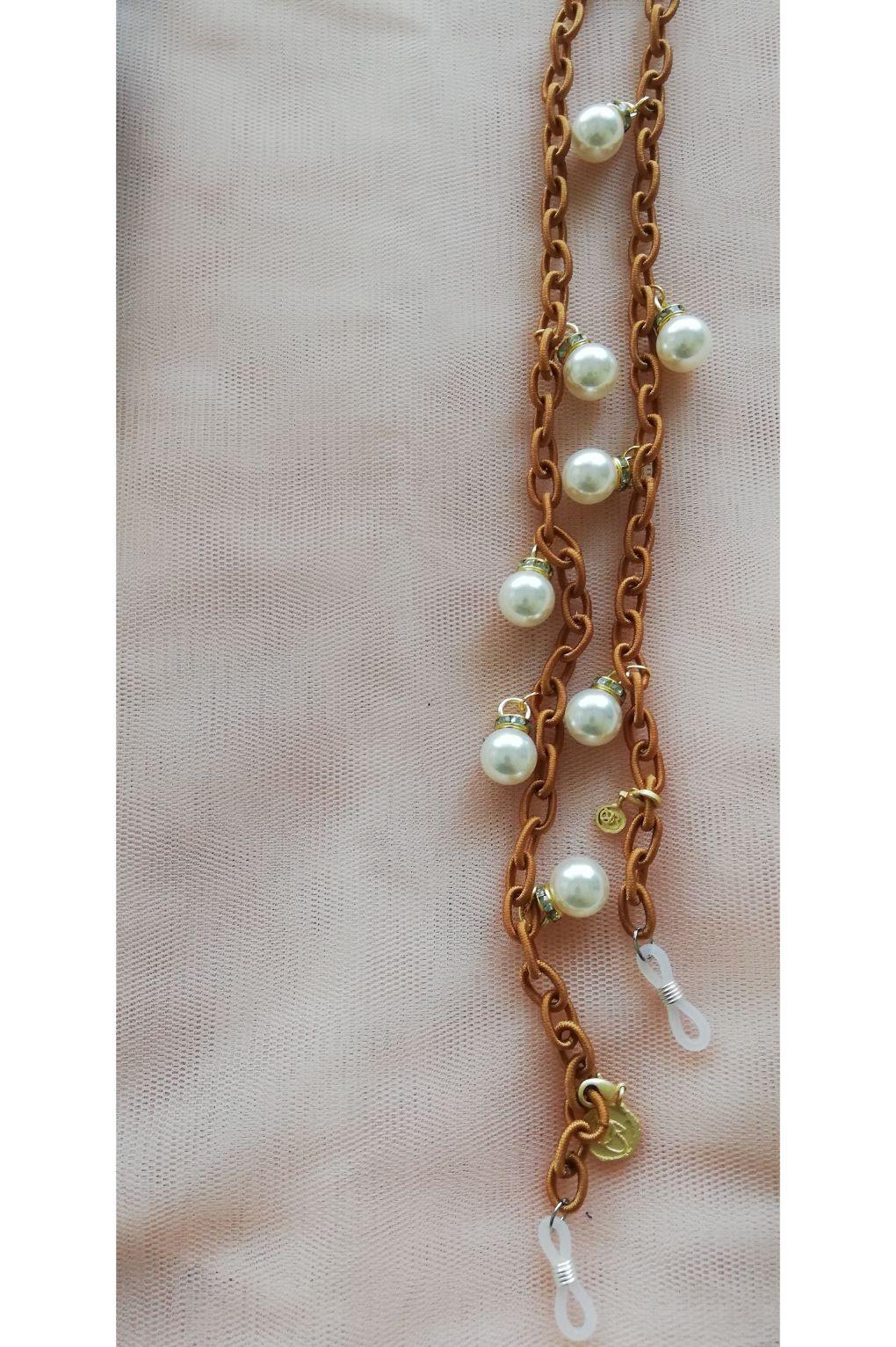 FABRIC ENTWINED J PEARLY EYE WEAR CHAINS
